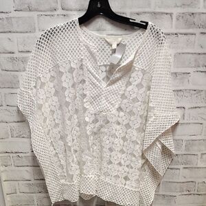 Adiva White Oversized Tunic with Mandarin Collar